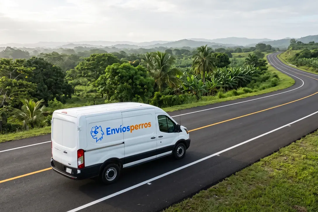 Camioneta de Envíosperros Logistics recorriendo la ruta entre Huatusco y Veracruz, México