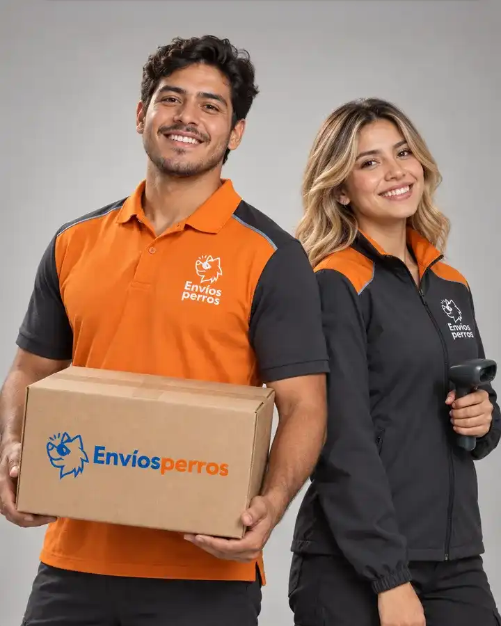 Personal de Envíosperros Logistics con un paquete listo para enviar entre Huatusco y Veracruz